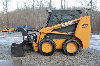Case 410 Series 3 Enclosed Skid Steer Loader,  Snow Blower,  Bucket,  Forks,  Chains photo