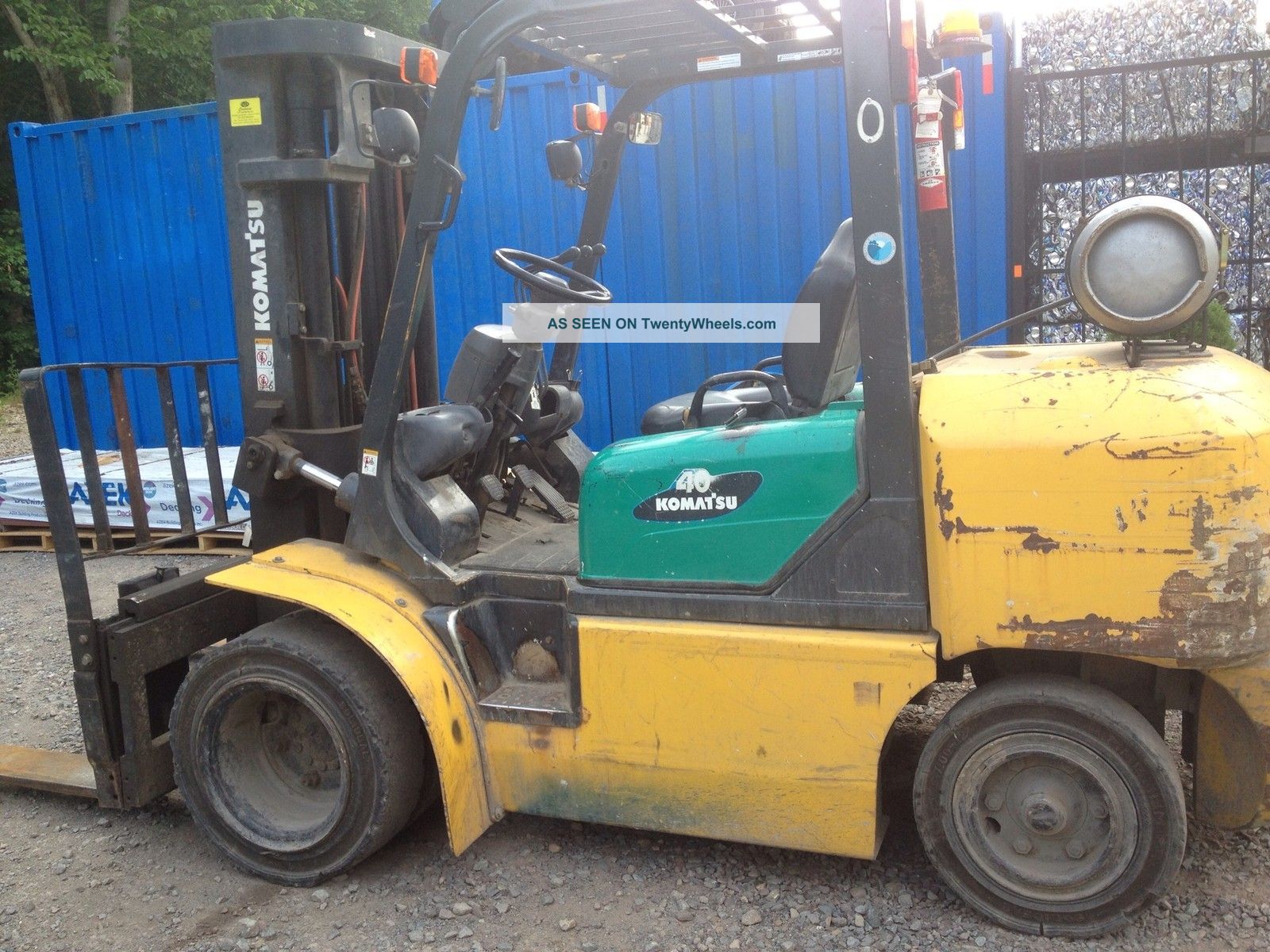 Komatsu 40 Heavy Duty Industrial Forklift 7000 Lb F G40zt 8 Forks