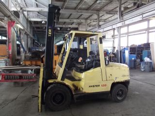 Forklift Hyster 120xm 12000 Lift Propane Solid Pneumatic Tires 180 Reach photo