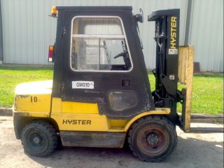Hyster 6000 Lb Forklift 3 Stage Mast Air Tires Pneumatic Full Cab Sideshifter photo