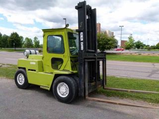 Propane Powered Large Clark Forklift,  Full Heated Cab,  In Working Conditon photo