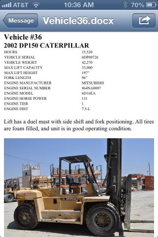 Caterpillar Dp150 Forklift - 33,  000 Lb.  Capacity photo
