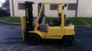 1996 Hyster 5000 Lb Forklift 3 Stage Mast Sideshifter Air Tires Pneumatic Lp photo