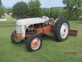 Ford 8n Tractor 1952 Model With 5 Ft.  Dresser Mower And 6ft Scraper Blade photo