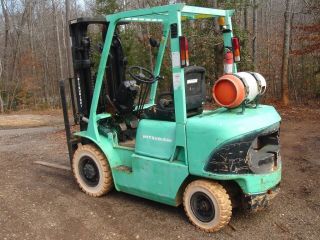 2003 Mitsubshi 5000 Lb Fork Lift,  Three Stage,  Side Shift,  Non - Marking Tires photo