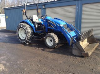Holland Tc45a Compact Tractor W/loader & Wester 7 - 1/2 ' Power Angle Plow photo