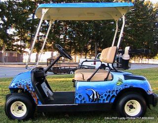 2005 Yamaha Golf Cart With Custom Paint Work Fish Shark Ocean Beach Sea photo