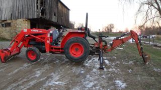 2001 Kubota L3710 4x4 Tractor With Loader And Backhoe photo