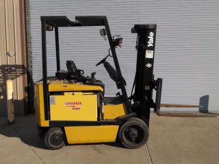 2002 Yale 5600 Lb Electric Forklift Cushion Solid Tires 15 Foot 2 Stage Mast photo
