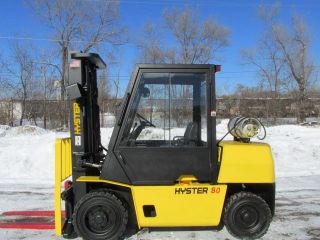 Hyster H80xl Cab Forklift Lift Truck Hilo Fork,  Pneumatic 8,  000lb Lift Yale photo