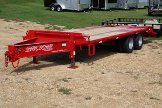 2014 25 ' Low Pro Tandem Dual Flatbed Equipment Trailer - 22,  400,  Pop Up,  Led photo