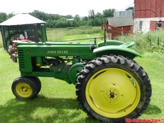 Restored Antique 1941 John Deere Model A Farm Two Cylinder Row Crop Tractor photo