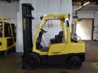 2008 Hyster H70ft 7000lb Pneumatic Forklift Truck 3 Stage Mast Hi Lo photo