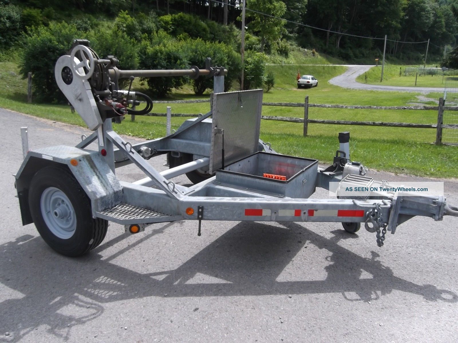 99 Sauber 1500 Stringing Reel Trailer / Dolly Galvanized Hyd.  Take - Up Retriever Hoists photo