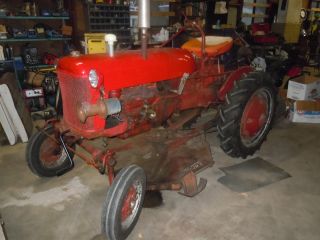 Vintage 1952 Farmall Cub Tractor With Woods Belly Mower And Snow / Gravel Plow photo