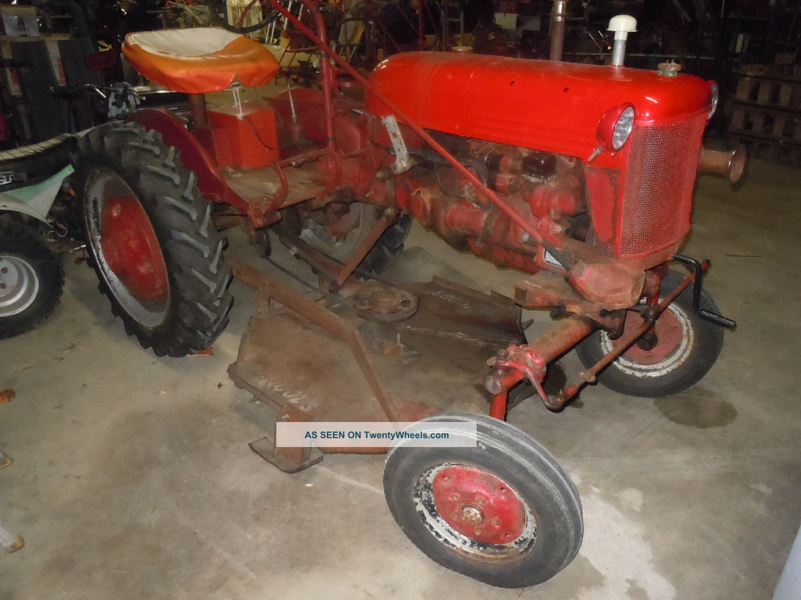 Vintage 1952 Farmall Cub Tractor With Woods Belly Mower And Snow