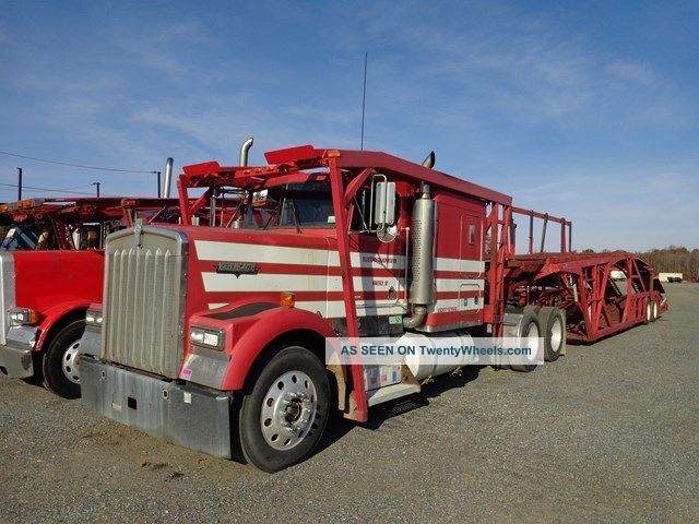 1993 Kenworth W900 Car Hauler With 7 Car Hauler Trailer Sleeper Semi Trucks photo