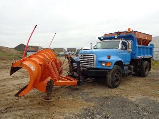 1997 Ford F800 Dump Truck With Plow And Spreader photo
