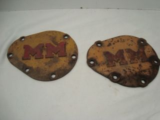 Vintage Minneapolis Moline Tractor Heavy Cast Iron Cover Plates Kt101a Sign photo