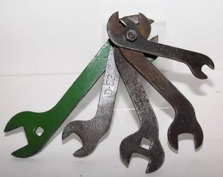 5 Vintage John Deere Wrenches Numbers 50,  51,  52,  52,  Long Older Green - Set photo