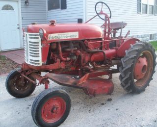 1957 - 1958 Farmall Cub Tractor With Woods Belly Mower photo