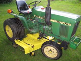 John Deere 650 Diesel Tractor With 160 Mower Dual Pto 3 Point Hitch 1998 Hrs photo