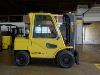 2005 Hyster H80xm 8000lb Pneumatic Forklift Cab With Heat Lpg Lift Truck Hi Lo photo