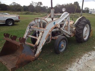 1956 Or 1957 Ford Model 640 Tractor With Loader And Box Plow photo