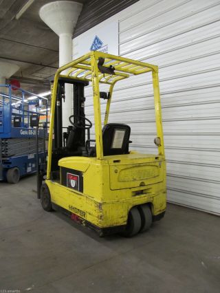 2004 ' Hyster 3,  500 Lb.  Three Wheel Electric Forklift,  Three Stage,  Sideshift photo