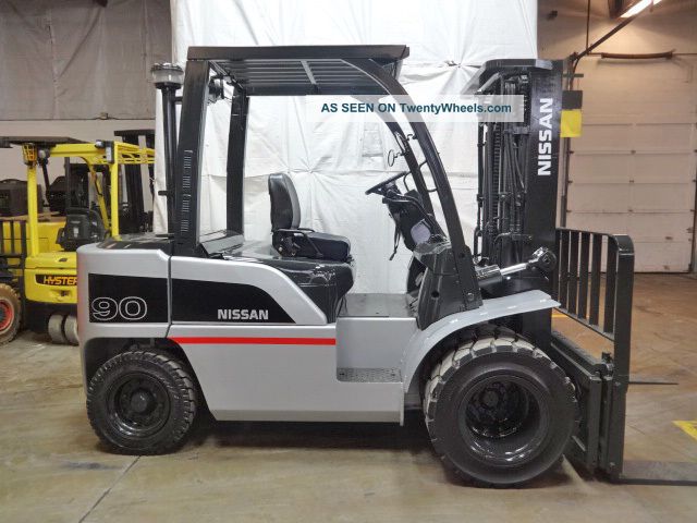 2009 Nissan Pd90 (mw1f4a40v) 9000lb Dual Drive Pneumatic Forklift Diesel Truck Forklifts photo