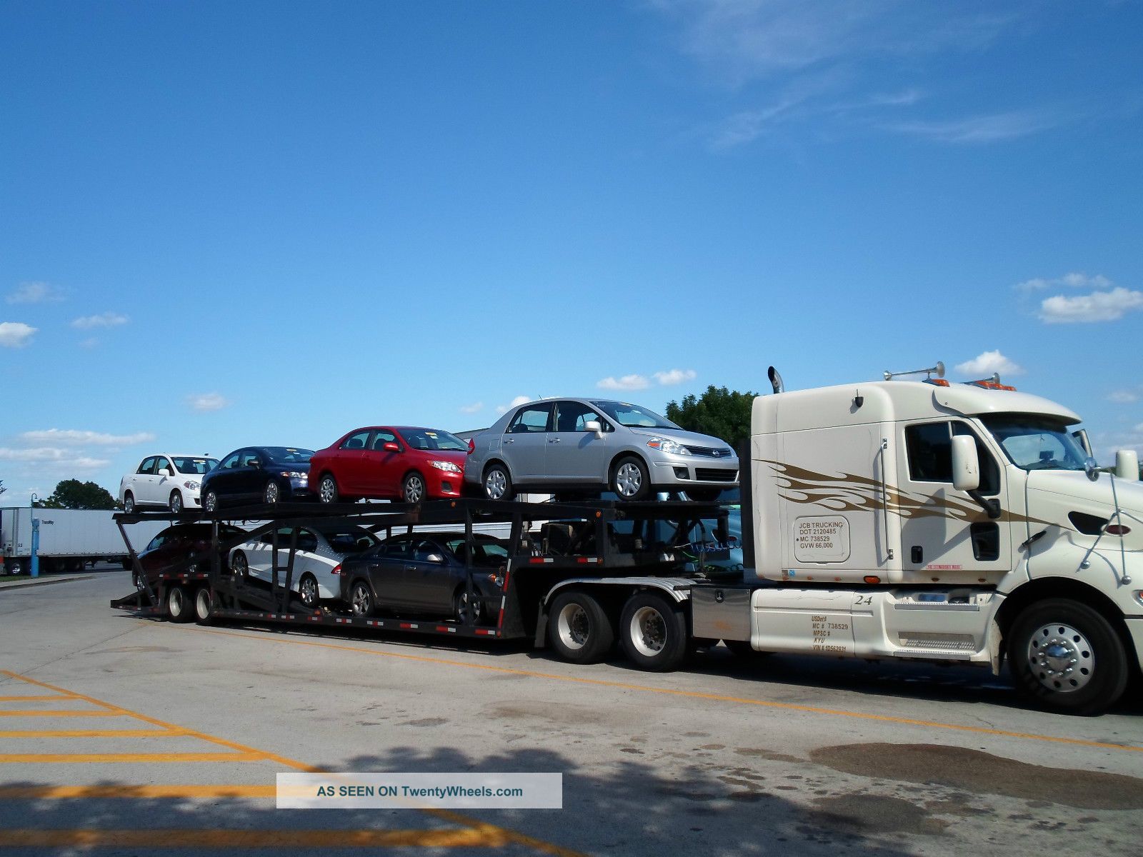 2001 Peterbilt 387 & Ez Load 7 Car Trailer 387 Sleeper Semi Trucks photo