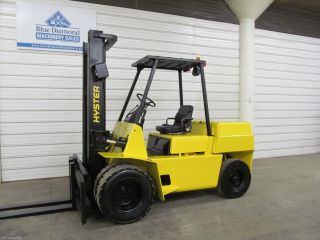 1998 ' Hyster H90xl,  9,  000 Forklift,  Pneumatic,  Gas Engine,  Two Stage,  Sideshift photo
