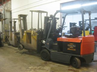 Toyota Model 7fbcu35 Electric Forklift - 7,  300 Lift Capacity Treaded Drive Tires photo