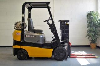Cat/mitsubishi Trucker Mast Forklift Lift Truck Propane Video Included With Ad photo