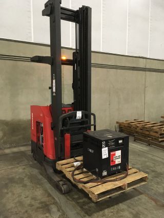 Raymond Mdl 740 R45tt 3 Stage Reach Truck W/ Battery,  Charger & Built In Scale photo