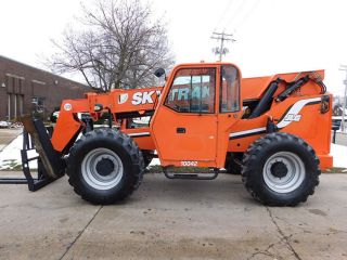 2007 Skytrak 10042 10000lb Pneumatic Telehandler Diesel Lift Truck Cab W/ Heat photo