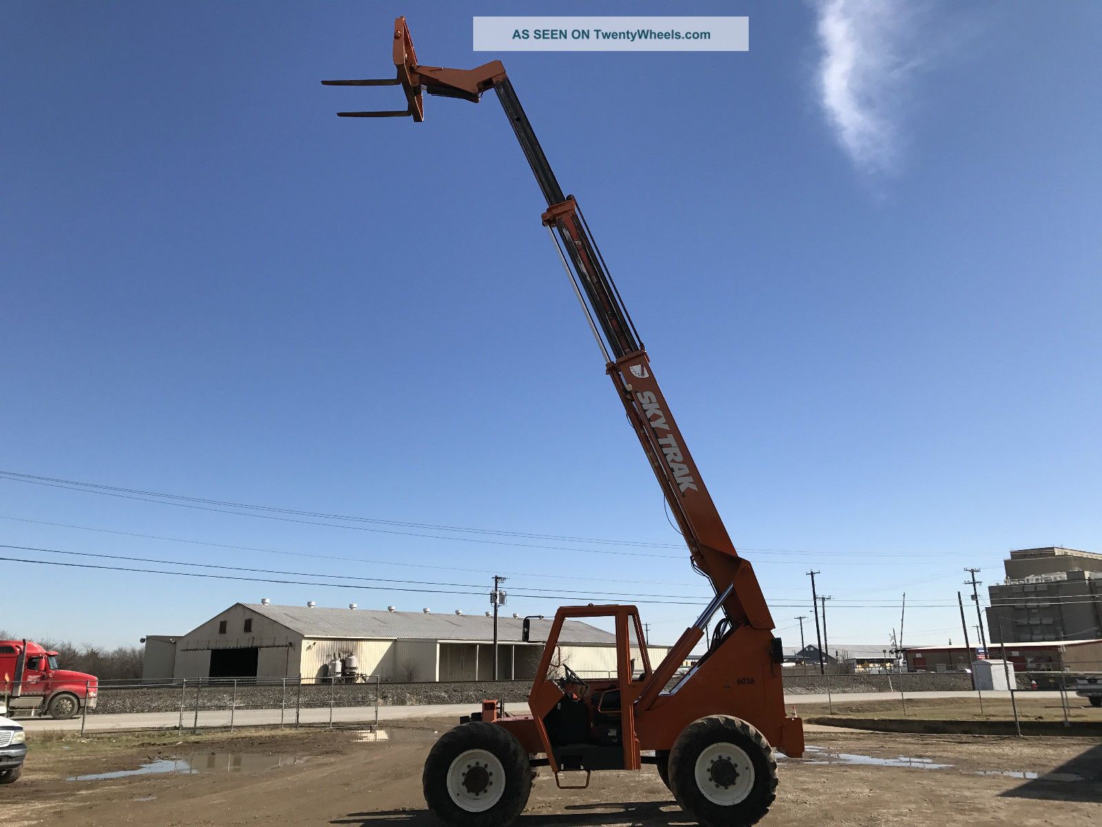 skytrak forklift driving with load