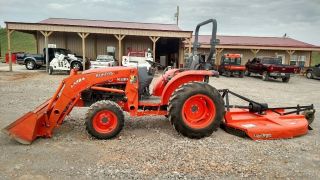 2012 Kubota L3240d Open Cab Tractor W/loader And Brush Hog Only 595 Hrs photo