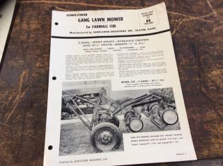 Sunflower Gang Lawn Mower Front Mount For Farmall Cub Tractors Pamphlet photo