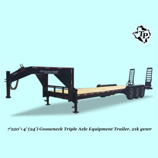 7’x24’ (20’ Deck +4’ Dovetail) Lowboy Gooseneck Triple 21k Equipment Trailer photo
