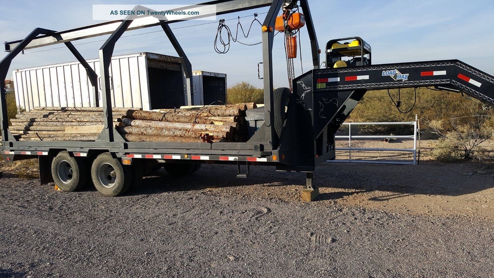 Flatbed Gooseneck Trailer Dual Tandem Axle 20,  000 Lb.  20 X 8 Bed Hoist & Rail Trailers photo
