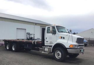 2006 Sterling Lt9500 Flatbed Truck With 2006 Moffett M5500 Piggyback Forklift Pa photo