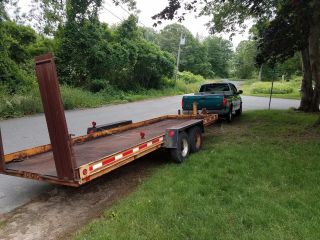 10 Ton Heavy Equipment Trailer With 4 Wheel Brakes Steel Bed With Heavy Steel Ra photo